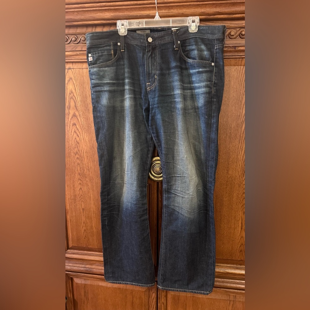 AG Goldschmied Jeans Mens 38X34 Blue Denim The Protege Straight Leg Hemmed 31.5
